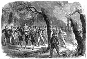 Images Dated 8th July 2004: Confederate Troops moving through a burning forest; American