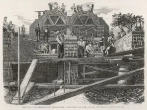 Engraving Prints: Construction of Drainage Tunnels at Wick Lane, London, 1859