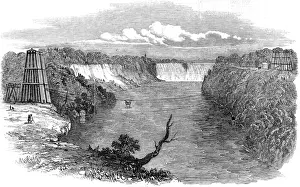 1849 Prints: Construction of the Niagara Falls Suspension Bridge, 1849