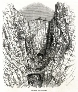 Early Prints: Construction, Rose Hill cutting, Brighton & Lewes Railway