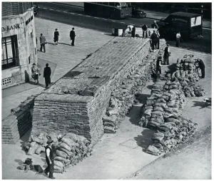 Public Prints: Construction of sandbag air raid shelter, September 1939