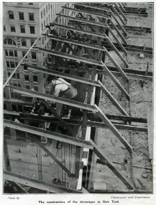 America Prints: Construction of skyscraper, New York 1905