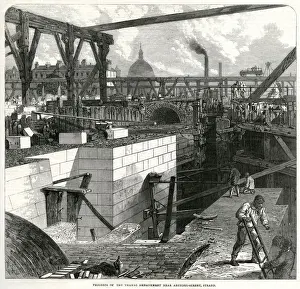 Hole Prints: Construction Thames Embankment near Arunel Street 1866