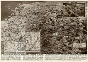 Netherlands Prints: Contour map of Western Front by G. H. Davis