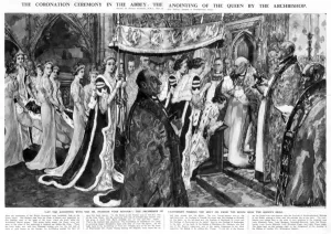 Pall Prints: Coronation 1937, anointing of Queen by Archbishop