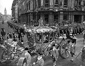 Queen Elizabeth II Prints: Coronation 1953, Queen Elizabeth II in golden State coach