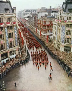 Processional Prints: Coronation procession at Oxford Circus, 1953