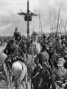 Cossack Prints: Cossacks pass through a Galician village
