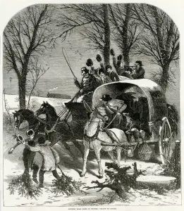 Cart Prints: Country road scene in winter 1850