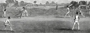 Period Prints: A county cricket match in progress in costumes of the period