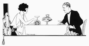 Restaurants Prints: Couple enjoying dinner, 1929