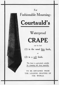 Crepe Prints: Courtaulds waterproof crape for mourning, 1915