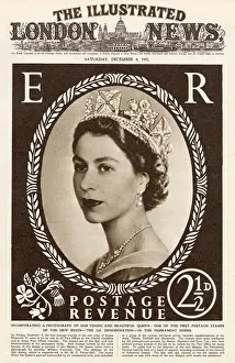 Dorothy Prints: Front cover of The Illustrated London News featuring the first postage stamp of the reign of Queen Elizabeth II