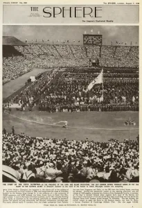 Athlete Prints: Front cover of the Sphere, the Olympic torch enters Wembley