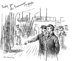 December Prints: The Crew of an Emigrant Ship prepare for inspection, 1884