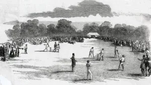 Cricketers Prints: Cricket match at the cricket-ground at Castle Howard