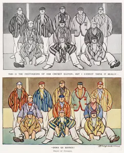 Colour Prints: Cricket team in blazers by Fougasse