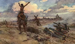 Matania Prints: The Cross Bearers, WW1 battlefield by Matania