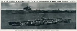 Steel Prints: Cross section of a German submarine by G. H. Davis