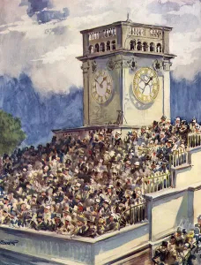 Grandstand Prints: The crowd under the clock at Ascot