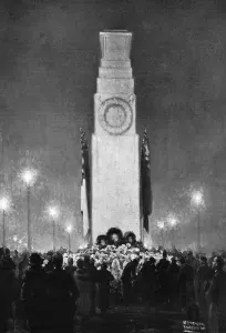 Cenotaph Prints: Crowds visiting the Cenotaph at night, November 1920