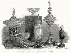 1845 Prints: Crystal, agate and jasper vases and a chalcedony tazza