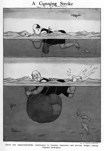 Swimmer Prints: A cunning stroke by William Heath Robinson
