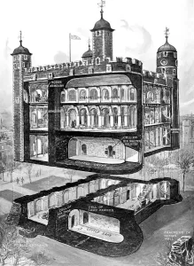 Walter Prints: Cut-away Diagram of the Tower of London, 1913