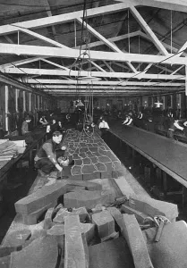 Cutting Prints: Cutting sixty khaki uniforms at once, WW1