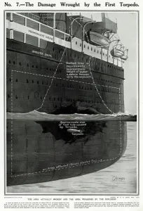 Sunk Prints: The Damage on the Lusitania by the first torpedo