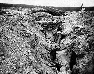 Village Prints: A damaged German trench near the French village of Ovillers-