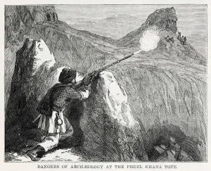 1870s Prints: Dangers of archaeology at the Pheel Khana Tope, near Jellalabad, Afghanistan, 1879
