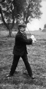 Personalities Prints: David Lloyd George playing golf at Nice