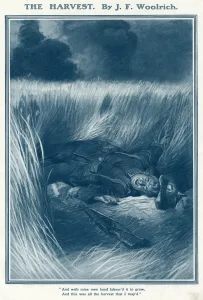 Fields Prints: A dead German, lying symbolically in a field of wheat