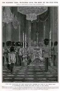 Room Prints: Death of Edward VII - soldiers guard coffin 1910