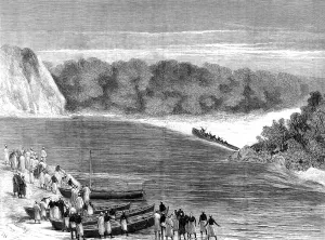 Morton Prints: The Death of Kalulu, Kalulu Falls, Central Africa, 1876