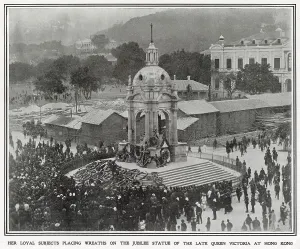 Funeral Prints: Death of Late Queen Victoria - Placing Wreaths in Hong Kong