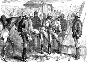 1879 Prints: Death of the Prince Imperial; arrival of the body at Itelezi