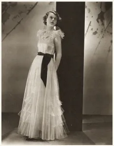 Evening Prints: Debutante gown from Harvey Nichols, 1933
