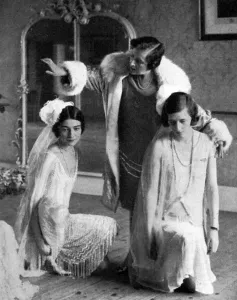 Preparation Prints: Debutantes learning to curtsey, 1929