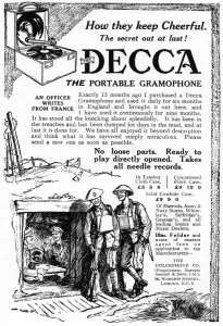 Portable Prints: Decca gramophone advertisement, WW1