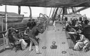 Steamer Prints: Deck Quoits on board a P. &O. Steamer, 1890