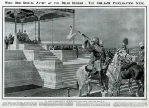 Fortunino Prints: Delhi Durbar 1911 The Brilliant Proclamation Scene, Matania