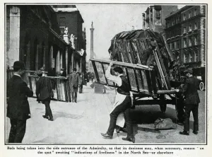 Premises Prints: Delivery of beds to the Admiralty, London, WW1