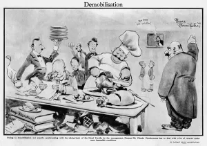 Hotels Prints: Demobilisation by Captain Bruce Bairnsfather, WW1 cartoon