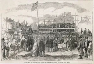 Flag Prints: Demonstration against the toll on Chelsea Bridge, London