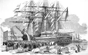 Departure Prints: Departure of the Emigrant Ship Ballengeich, Southampton, 1