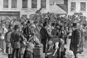 Carts Prints: Departure of Irish Emigrants at Clifden, County Galway, 1883