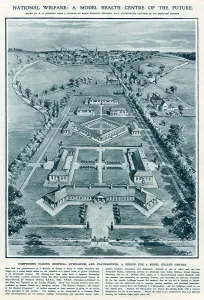 Hospital Prints: Design for a modern health centre comprising clinics