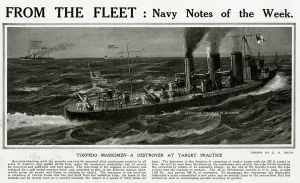 Destroyer Prints: Destroyer at target practice by G. H. Davis